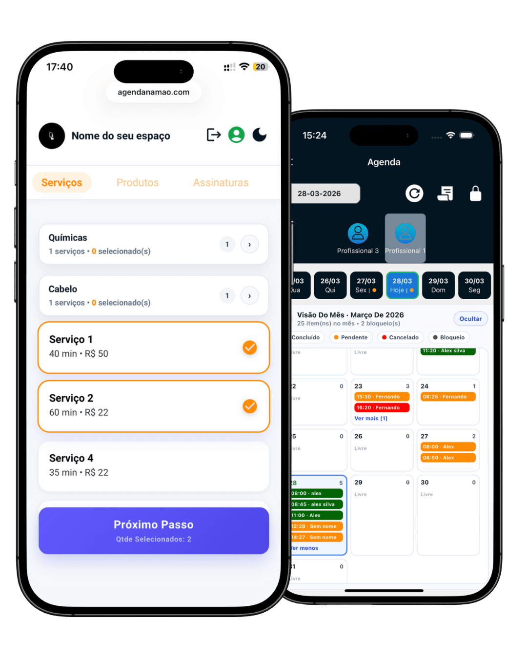 Telas do AgendaNaMao